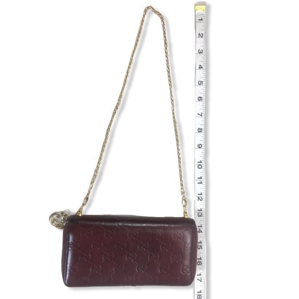 🚫🚫SOLD🚫🚫Custom Gucci Embossed Burgundy Leather Zip Around Wallet on Chain - Picture 12 of 16